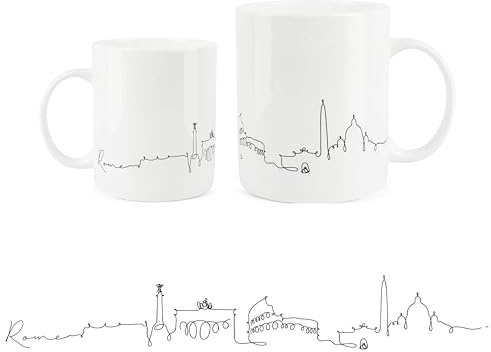 Rome City Skyline Collection – Tasse en porcelaine fine blanche pour café/thé cadeau pour les amateurs de voyage