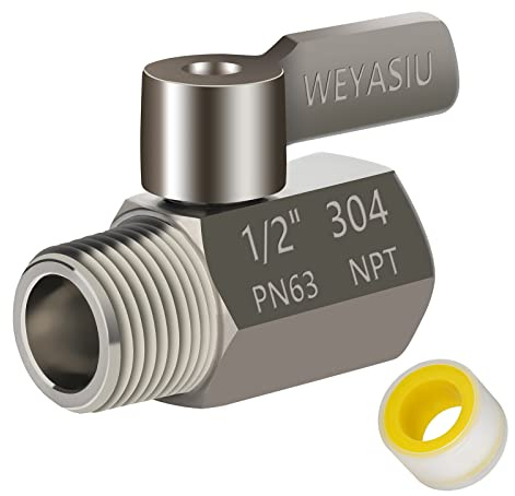Shower Head Shut Off Value with Handle Lever, 304 Stainless Steel Water Flow Control Value 1/2 NPT Thread, Showerhead Shower Shut Off Adjustable Water Pressure Regulator, Water Saver