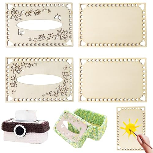 Vastsea 4 Piezas Base de Madera para Manualidades, Cesta de Madera Natural Base, Base de Cesta de Ganchillo, para Cesta de Bricolaje, Suministros de Tejido, Manualidades, Decoración del Hogar