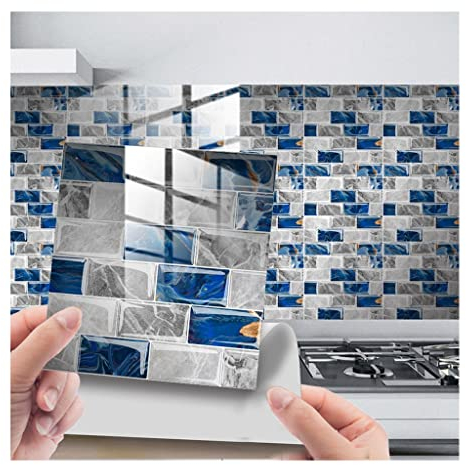 Fliesenaufkleber Peel-Stick Ziegel Küche Backsplash Selbstklebende Wandfliese, Geeignet Für Badezimmer, Wohnmobil, Arbeitsplatte, Keramikfliese Und Marmor (Color : 10Sheets, Size : 15X15cm)