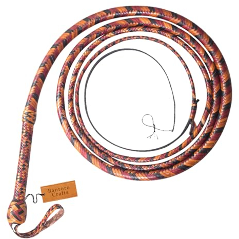 Braun, Schwarz und Rot Känguru-Lederpeitsche, schwere Bullenpeitsche in 16 Strängen, geflochtener Lederbauch und Lederpolster im Inneren, laute, knallende Peitsche, Indiana Jones (14 Fuß (4,2 Meter))