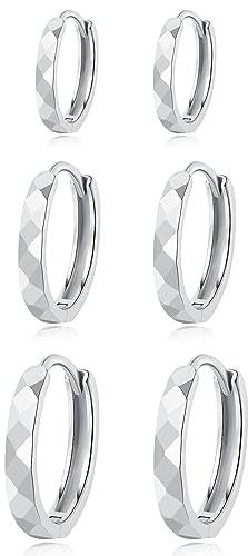 Loutade 925 Sterling Silber Creolen Set - 3 Paare Hypoallergen Klein Unisex Schlafen Knorpel Rund Kreolen in 9/11/13mm