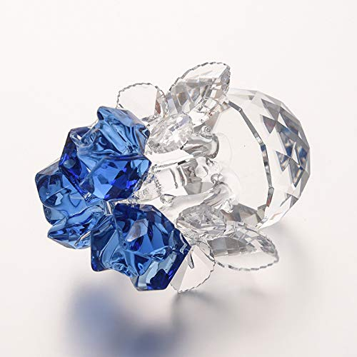 HXSCOO Kristall-Figuren mit DREI roten Rosen, Briefbeschwerer, Kunsthandwerk und Sammlung, Tischdekoration, Souvenir, Zuhause, Hochzeit, dekorativ (Color : Blue)