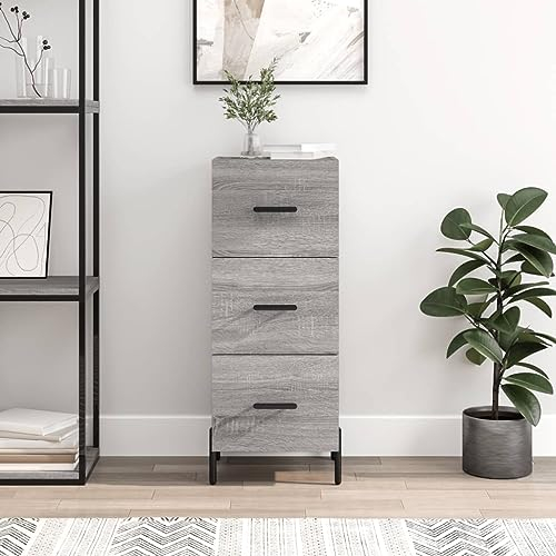 BaraSh Sideboard Grau Sonoma 34,5x34x90 cm Industrial Wohnzimmer Sideboard Schlafzimmer Holzwerkstoff