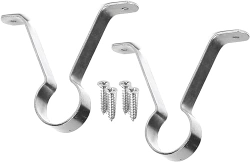 19mm Wardrobe Rail Centre Support Brackets Chrome Pack of 2 | Chrome centre brackets for 19mm wardrobe rails with fixing screws, helping support hanging rods in closets and cupboards.