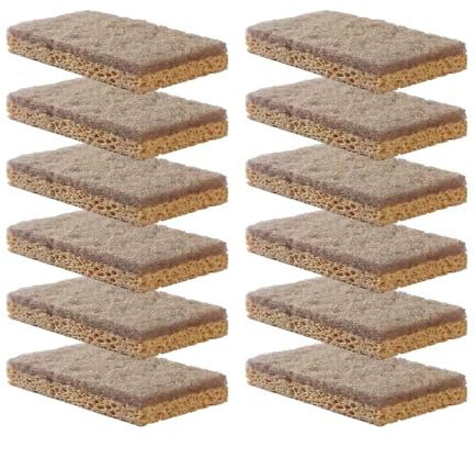 Esponjas de sisal para cocina, paquete de 12, almohadilla de estropajo natural ecológica, no raya, estropajo de sisal biodegradable, esponjas de platos para cocina