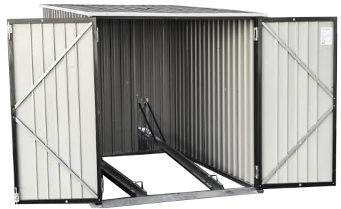 Panana Garden Storage Shed Bike Metal Pent Tool Shed House Galvanized Steel 2 Removable Gravity Locking Racks Can Put 2 Bicycles