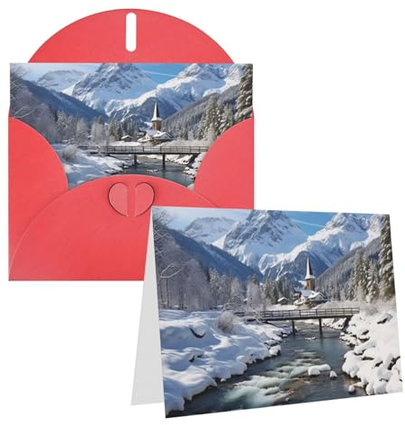 Grußkarte mit Umschlägen Blanko Grußkarten für alle Anlässe Winterlandschaft in den Bayerischen Alpen Blanko Notizkarte Jubiläumskarten Blanko Innenseite Hochzeitskarten für Brautduschen Hochzeiten