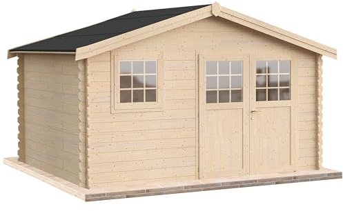 Casetta da giardino in legno per esterni 16 mq 400x400 pareti spessore 35mm MADE IN ITALY mod. VERDI casetta in legno, rimessa attrezzi, deposito, box per esterni (Con Pavimento e Grondaia)