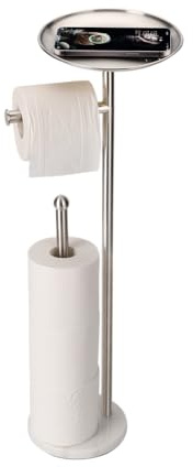 Noonext Toilettenpapierhalter Ständer mit Ablage, freistehender Toilettenpapierhalter, schwerer Marmorsockel, kein Umkippen (gebürstetes Nickel)