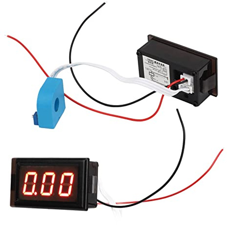 Mini-Digital-Strom-Spannungs-Ampere-Messgerät, 50 A DC-Amperemeter-Messgerät mit Hall-Effekt-Sensor-Transformator, Anschlussdrähte, Mini-Amperemeter für Automotorbatterien