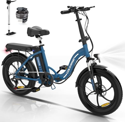 COLORWAY Vélo Électrique Pliable 20 Pouces, VAE 250W 36V 12Ah Batterie, Fat Tire 20×3.0, Autonomie 35-90 km, Vélo Électrique Urbain Pedelec avec Écran LCD, 7 Vitesses, Freins à Disque, Unisexe Adulte