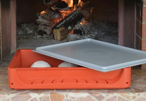 Solent Plastics 7 Litre Pizza Bread Dough Proofing Tray Complete with Lid - 40 x 30cm x 8.5cm - Fits in Domestic fridges! (Red)