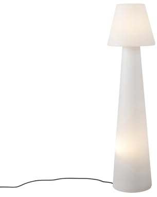 Qazqa Smart led Modern außen Stehleuchte, Stehlampe für den Garten - Katrijn - Weiß, inkl. 9W LED-Lampe, dimmbar, 110cm, IP44, Rund, 2-flammig