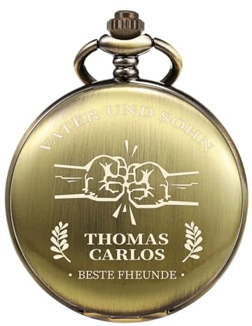 TREEWETO Personalisiert Graviert Taschenuhr mit Gravur - Vater und Sohn - Geschenk für Papa ideal als Vatertagsgeschenk - Geburtstagsgeschenk für Männer - Geschenk für Ihn