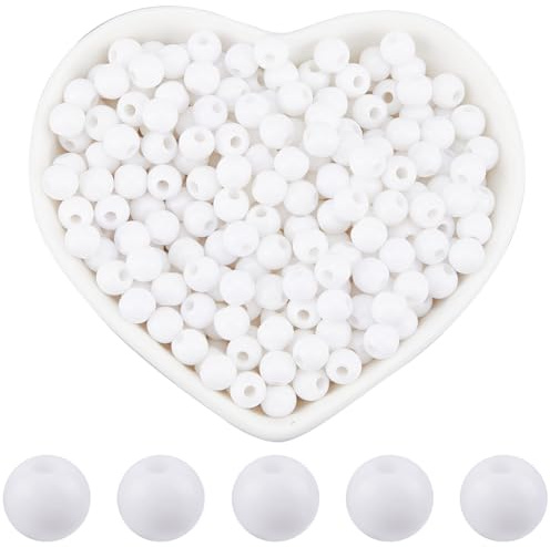 SOFPLATE 1000Pcs 6mm White Acrylic Beads Opaque Bead Smooth Small Round Spacer Bead Plastic Ball Jewellery Loose Beads for Jewellery Making Bracelets Necklaces Earrings Supplies DIY Crafting Beginners
