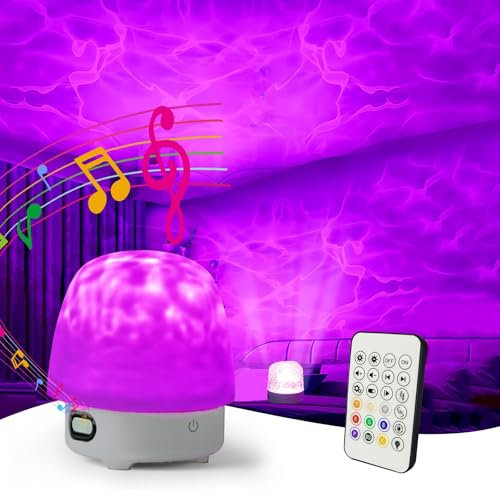 Galaxy Projector Lamp, Ocean Wave Projector Light with Bluetooth Speaker, RGB Colors Changing with Remote Control, Water Wave Light Projector Cordless for Kids, Room Decor, Bedroom, Party, Gift