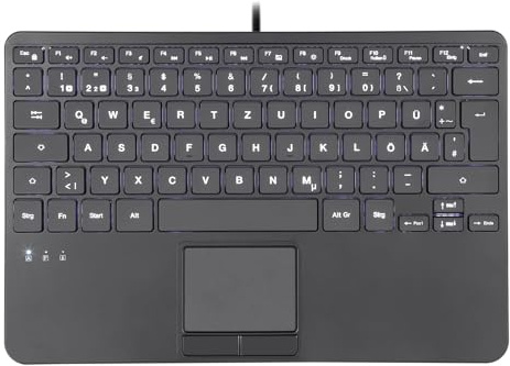 Perixx PERIBOARD-425 Kabelgebundene Mini USB Tastatur Mit Touchpad, X-Typ Scherentasten, Weiße Hintergrundbeleuchtung, 2 USB-Hubs, Kompakt, QWERTZ Layout