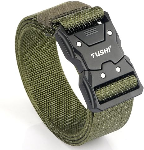SANHIGHEND Taktischer Gürtel für Herren, Schnellverschluss, elastischer Stretchgürtel, 3,8 cm, verstellbares Nylon-Taillengurtband für Arbeit, Outdoor, Armee, Polizisten, Freizeit, grün, 125 cm