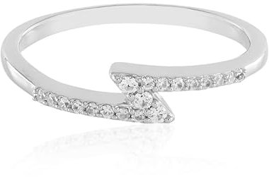 Cavill Zirkonring Silber Damen 925 Sterling Silber platinierter Ring mit 0,287 ct kambodschanischen Zirkonia Rundschliff & Brillantschliff modern elegant silberfarben