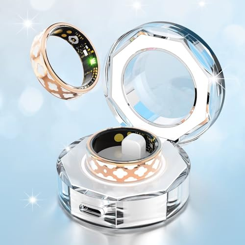 findtime Smart Ring Damen Rosegold Blutdruckmessung Smartringe für Damen Android IOS Fitness Ring Tracker Fitnessring Schrittzähler SpO2 Schlaftracker Pulsmesser Smartring Smarter Finger Tracking