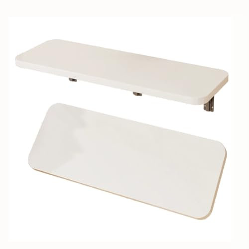 Weißer klappbarer Computertisch, 120 cm, Wandtisch für kleine Räume, Wandmontage, Klapptisch für Waschküche, Massivholz, Wandmontage, Größe: 60 x 20 cm