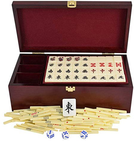 Boutique Japan Mahjong Set - Ausgewählte gesunde Acrylproduktion, Geschenkbox aus Holz, Majong Set Mah Jong Japanische Mah Jongg Sets Majiang (2,7 cm * 2 cm * 1,6 cm), B.