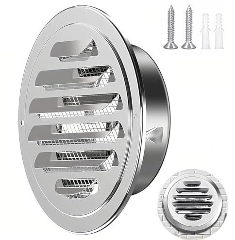 Genérico Rejilla De Ventilación Regulable Pared Rejilla De Ventilación con Mosquitera Cubierta Protectora contra La Intemperie para Escape Ventilación Y Protección contra Insectos(80mm/3.1in)