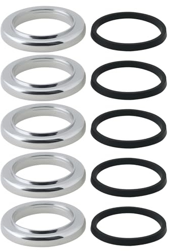 VGOL 5pcs Washbasin Tap Base Ring with Seal ABS Faucet Cover for Washbasin Taps OD 49.2mm ID 33.6mm Height 7mm, Chrome-Plated
