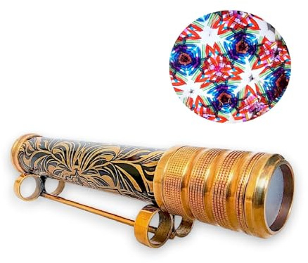 ANTIQLICIOUS Kaléidoscope en laiton – Créez des designs vibrants et en constante évolution avec élégance artisanale – Pièce décorative parfaite pour tous les âges