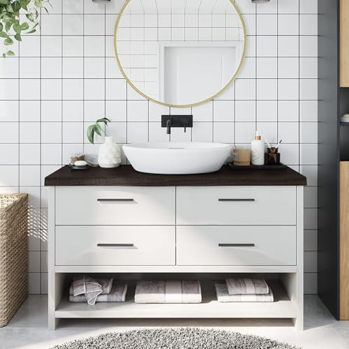 Fasba Waschtischplatte Dunkelbraun 100x30x(2-6) cm Massivholz, Arbeitsplatte, Waschtischkonsole Tischplatte für Badezimmer, Holzplatte Platte