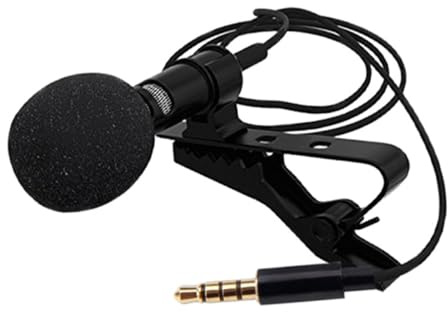 BESPORTBLE Lavalier Ansteckmikrofon Kondensator mit 3, 5-mm Stecker Schwarz | Omnidirektional, Tpe Kabel 150cm, Stoßfestes Design, Frequenzgang 65 Hz-18 Khz