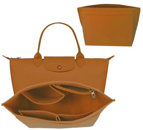 APMGONT Organizer für Longchamp Tasche, klappbar Geldbörse Organizer für Tasche, Filz-Geldbörsen-organizer-Einsatz, für Longchamp Le Handtascheneinsatz (Braun, S)