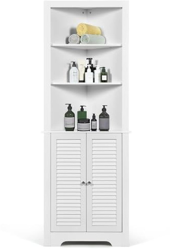 LIFEZEAL Mobiletto Bagno Angolare Salvaspazio (bianco, alto)