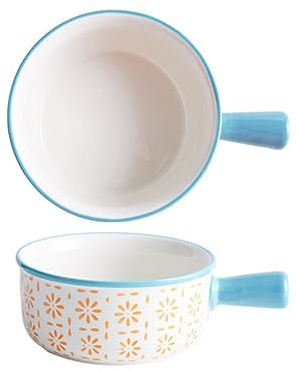Soup Bowls with Handles, Onion Bowl, Cereal Bowl Breakfast Bowl, Salad Bowl, Porcelain Serving Soup Bowl for Soup, Beef Stew,E