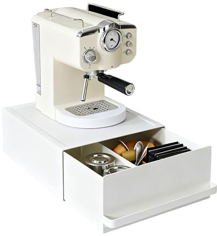Porte Capsules de Café avec Tiroir en Acier au Carbone | Organisateur de Café Résistant Pour Machine à Café Bouilloire et Accessoires Avec Charge Maximale de 11 kg