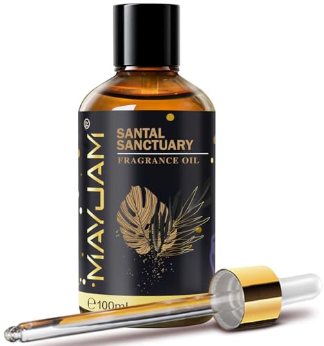 Santal Sanctuary Fragrance Oil Essential Oil, MAYJAM 3.38FL.OZ Santal Sanctuary Oil for Diffusers for Home, Long Lasting Scented Oils for Soap Candle Making - 100ML