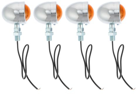 NOLITOY Intermitentes para Motocicleta de Metal Color Plateado 4 Piezas Luces Retro Compatibles Motos de 12v Accesorios Prácticos para Señalización y Personalización