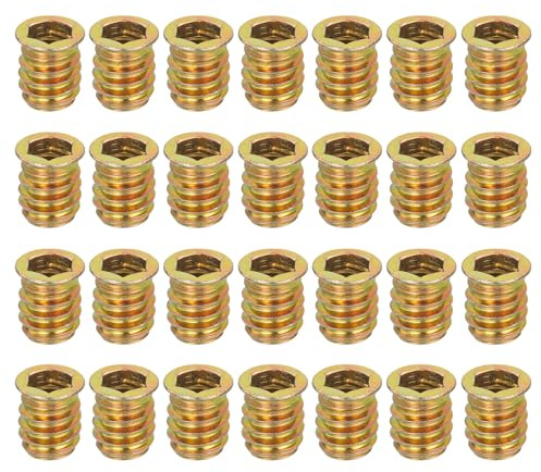 QUARKZMAN 28Pcs Inserti Filettati Dadi, M10x20mm Inserti Dadi Con Innesto Esagonale - Viti In Acciaio Al Carbonio Per Arredamento Bulloni Fermo