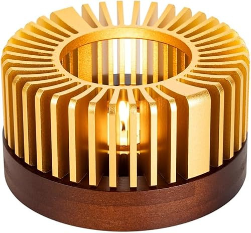 Calentador de Tetera, Calentador de Té de Aluminio con Base de Madera, Calentador de Velas para Calentar Té, Café, Leche, Comida, Camping y Viajes, Calentador Universal de Tetera(Pequeño)