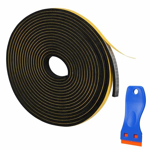 Cinta de Sellado Autoadhesiva 5m con Rascador, 6mm x 3mm Junta Placa Vitrocerámica EPDM Resistente al Calor, Cinta Selladora Impermeable para Encimera Cocina, Fregadero y Placas de Cocina