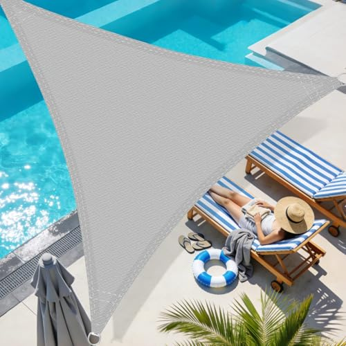 Tenda A Vela 5x5x5m Triangolare Vela Ombreggiante 185gsm HDPE Traspirante Protezione Raggi UV 95% per Esterno Giardino terrazza, Grigio