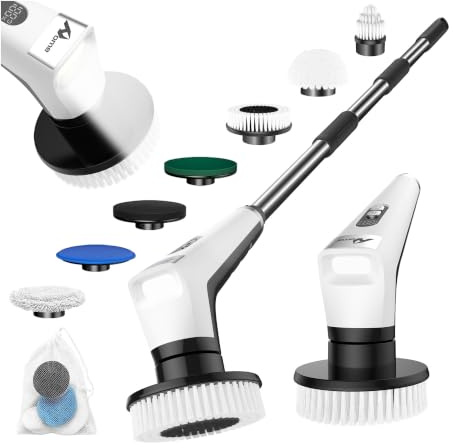 Home Cepillo Eléctrico Limpieza,Lluminación LED,90 Minutos de Autonomía | Lluminación LED,7 Cabezas de Cepillo Reemplazables,IPX8,Adecuado para la limpieza de baños, cocinas y suelos