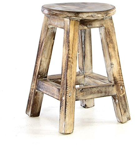 Divero Vintage Hocker SALOBRENA aus Holz - Farbe: Geflammt - Landhaus-Stil