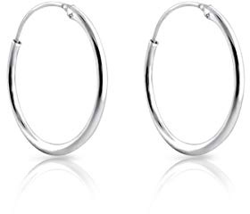 DTPsilver® 925 Sterling Silber Creolen Ohrringe - Klein/Mittelgroße/Groß - Dicke 1.2 mm - Durchmesser: 30 mm