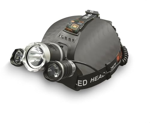EUROXANTY- Linterna Frontal Led Recargable de Alta Potencia 9000 Lúmenes | con 4 Tipos de Luz Ideal para Camping Pesca Ciclismo Carrera Caza y Más Deportes