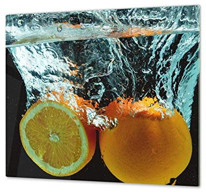 Tabla de cocina de vidrio templado - Tabla de cortar de cristal resistente – Cubre Vitro Decorativo – UNA PIEZA (60 x 52 cm) o DOS PIEZAS (30 x 52 cm); D07A Frutas y verduras
