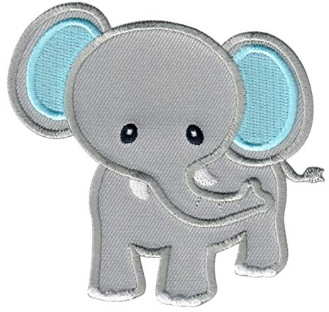 PatchMommy Elefant Aufnäher zum Aufbügeln für Kinder, 8,25 x 9 cm | Gesticktes Bügelbild, Patch & Applikation für Baby- und Kinderkleidung & Rucksäcke – zum Aufbügeln oder Aufnähen