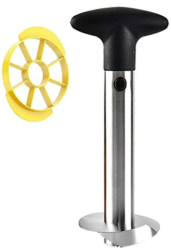 Rusisi Éplucheur d'ananas coloré en acier inoxydable, tout en un - Outil pour retirer les tiges d'ananas avec lames tranchantes - Coupe-légumes pour les fruits en dés - Facile à nettoyer - Noir