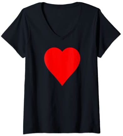 Damen Spielkarte Herz Karo Kreuz Pik Karneval Gruppen Kostüm Karte T-Shirt mit V-Ausschnitt
